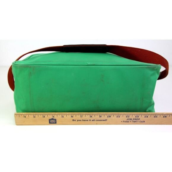 Longchamp GREEN CANVAS BROWN LEATHER ZIP AROUND TRAVEL CARRY ALL SHOULDER DUFFLE - Picture 13 of 15